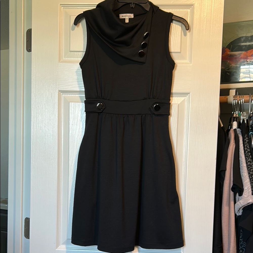 Black Sleeveless Cowl Neck Dress